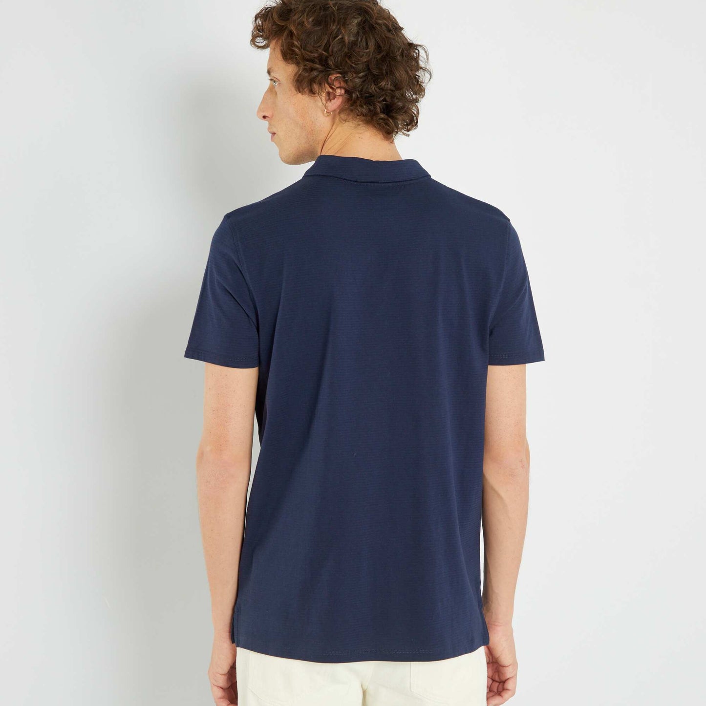 Micro-striped jersey polo shirt blue