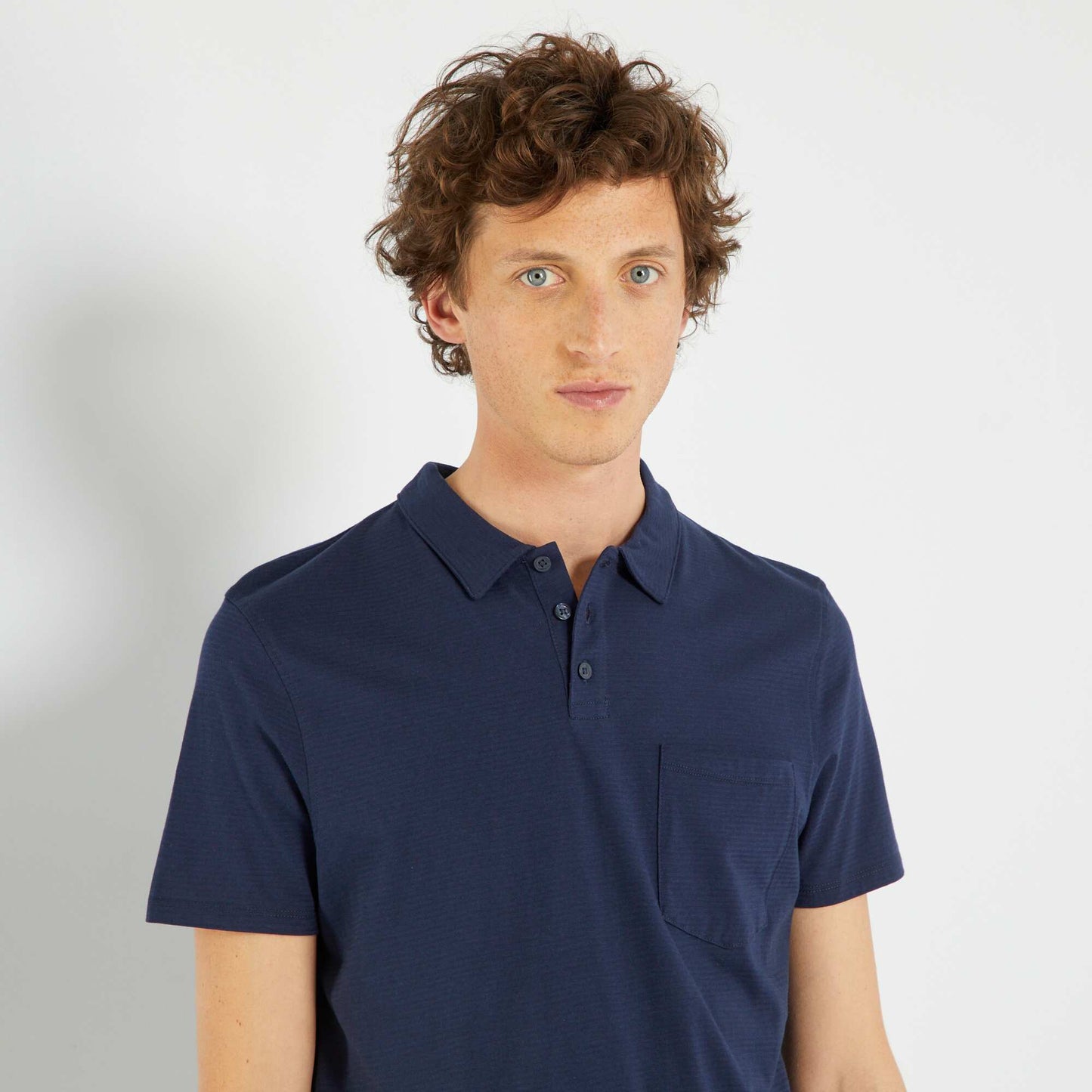 Micro-striped jersey polo shirt blue