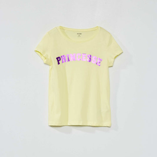 Round-neck T-shirt with cute print YELLOW