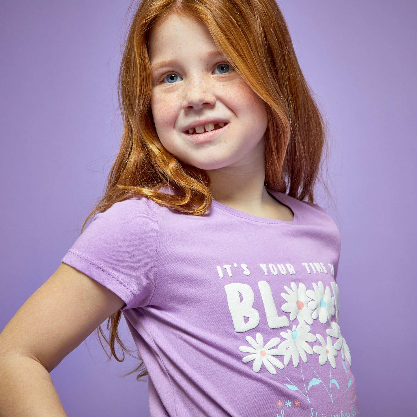 Round-neck T-shirt with cute print PURPLE