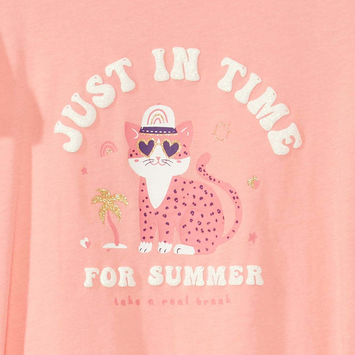 Round-neck T-shirt with cute print PINK