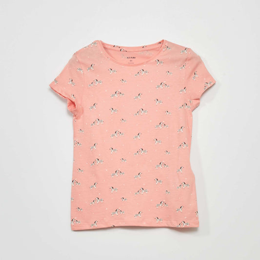 Patterned short-sleeved T-shirt PINK