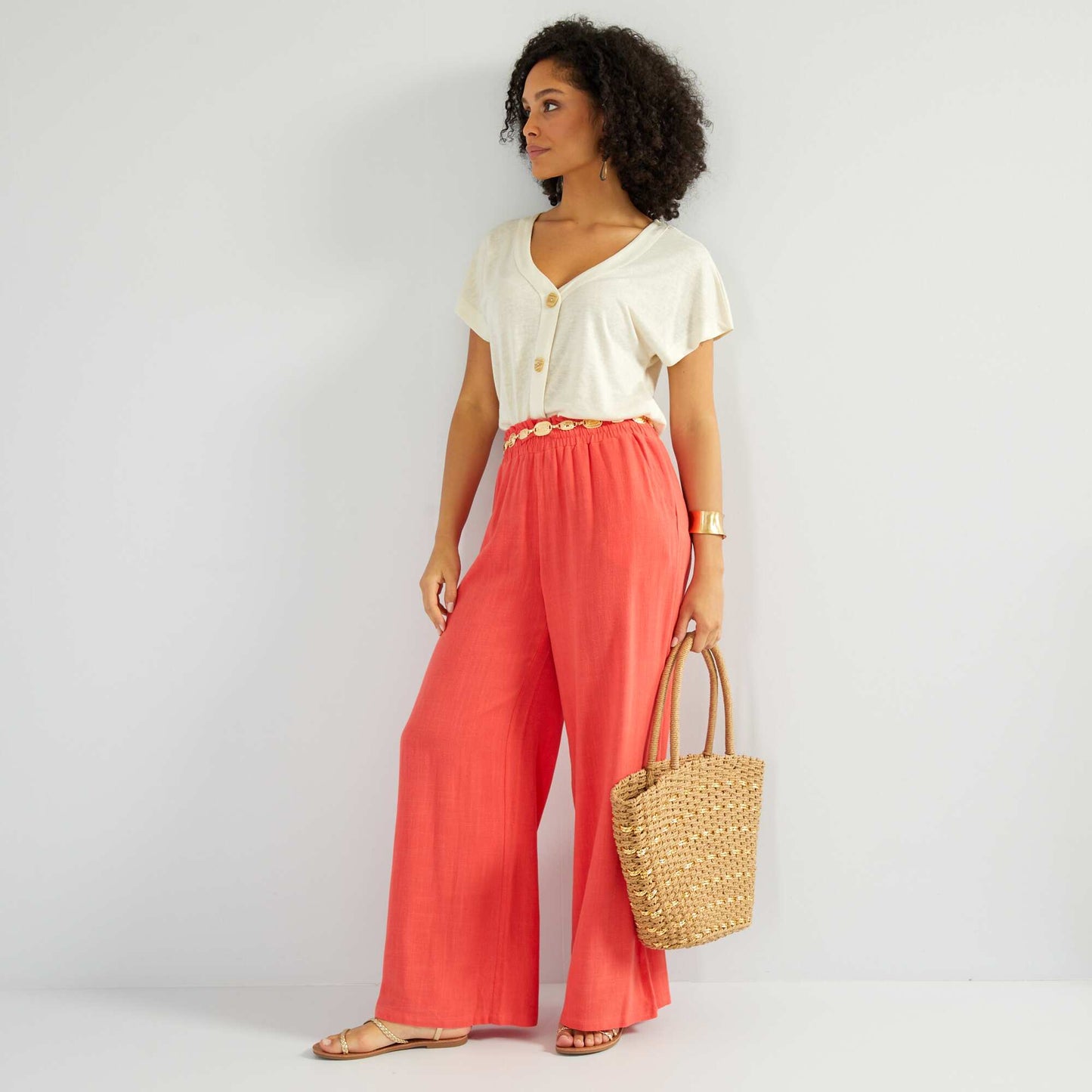 Regular-fit high-rise trousers Red