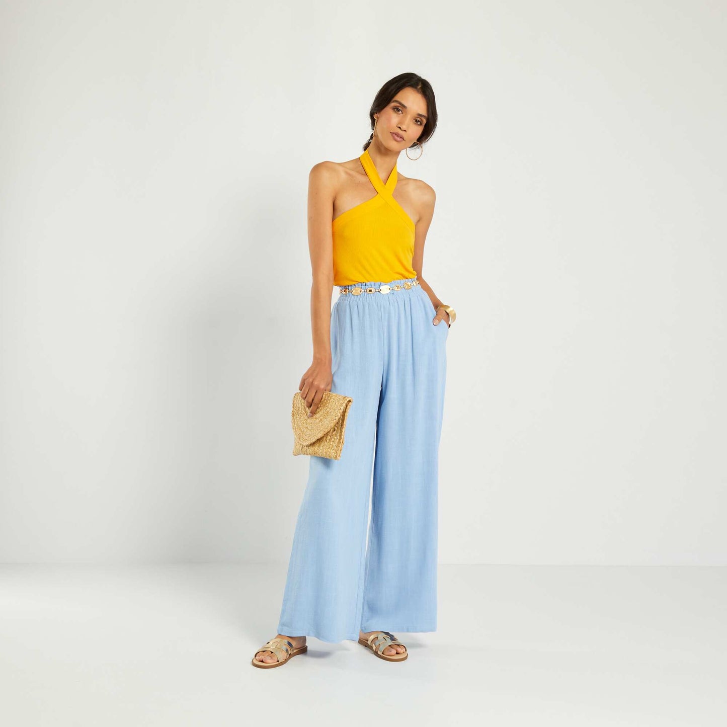 Regular-fit high-rise trousers BELAIR_BLU