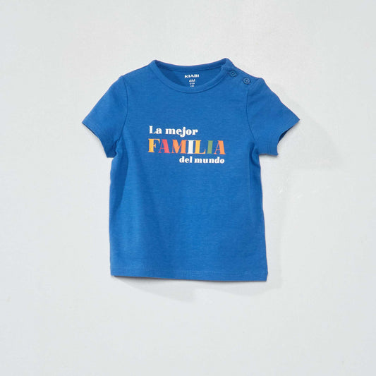 Jersey T-shirt with print on the front BLUE