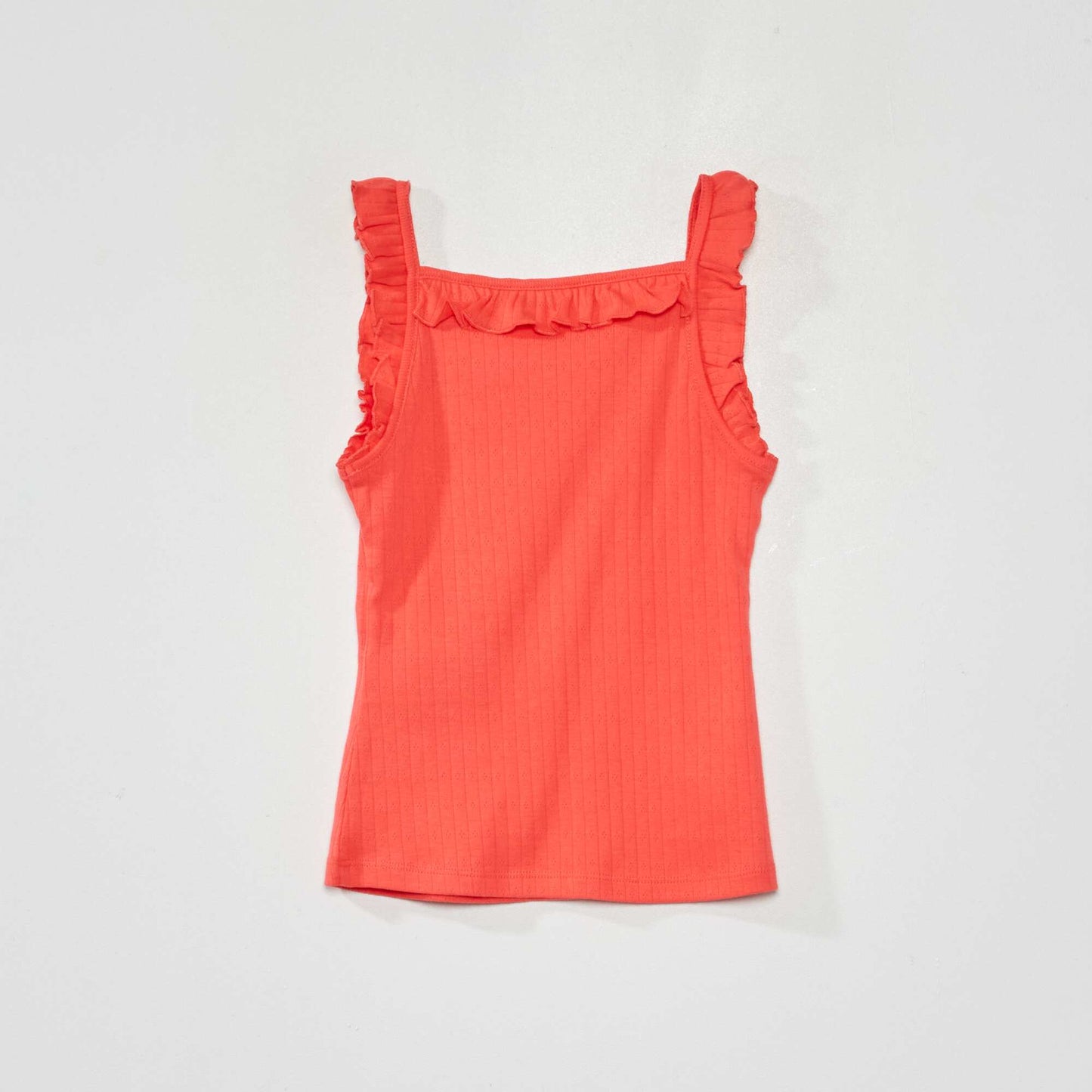 Pointelle vest top with ruffles Red
